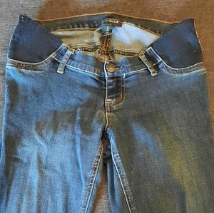 Indigo blue side panel maternity pants